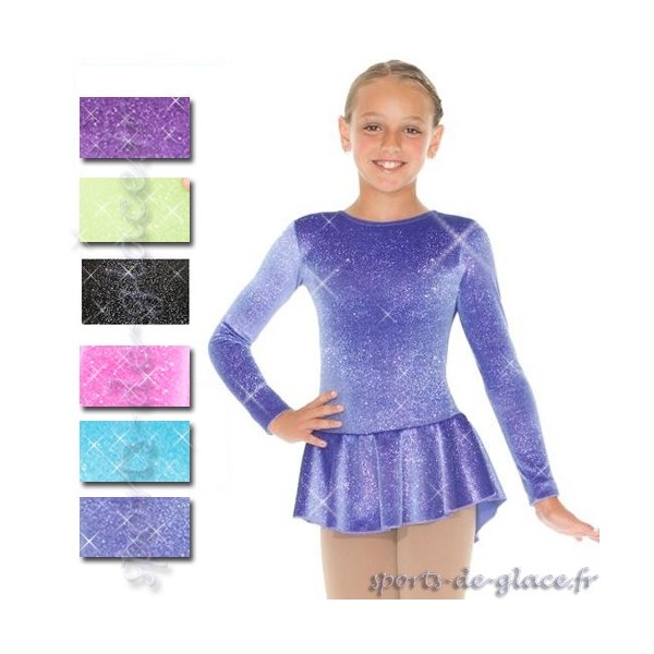 Robe de patinage artistique, Mondor 2936, En velour imprimé brillant - Orya  par Virevolte