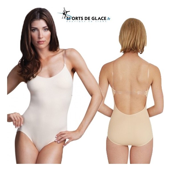 Low back Nude camisole leotard with BraTek® - SPORTS DE GLACE France
