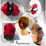 satin red rose hair clip