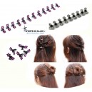 12 Mini hair clips with crystal flowers