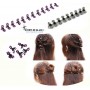 12 Mini hair clips with crystal flowers
