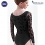 Black flowers tatoo leotard with long sleeves